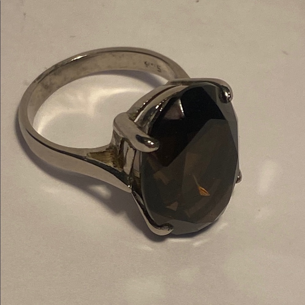 Vintage Silver Brown Gemstone Ring - image 7